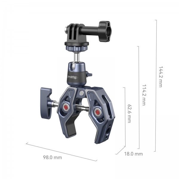 SmallRig Super Clamp with 360° Ball Head Mount for Action Cameras 4102